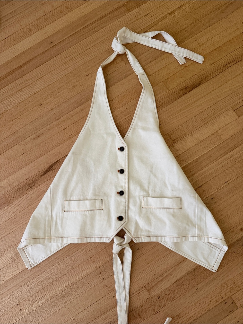 Lioness Cream Halter Tie-Back Vest